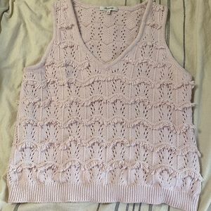 Madewell Pink Sleeveless Sweater Top Fringe